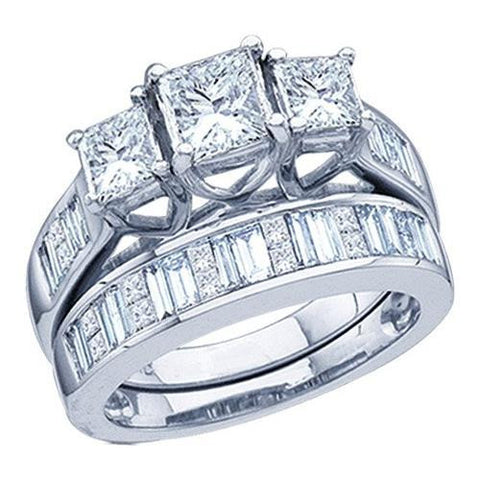 14KT White Gold 2.00CTW DIAMOND  0.60CT CENTER  PRINCESS  LADIES BRIDAL SET