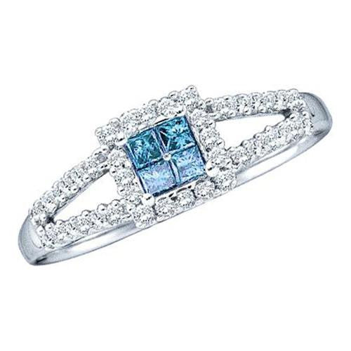 14KT White Gold 0.33CTW BLUE DIAMOND LADIES INVISIBLE RING