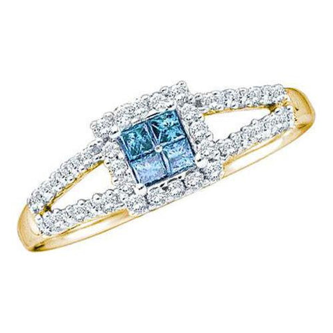 14KT Yellow Gold 0.33CTW BLUE DIAMOND INVISIBLE RING