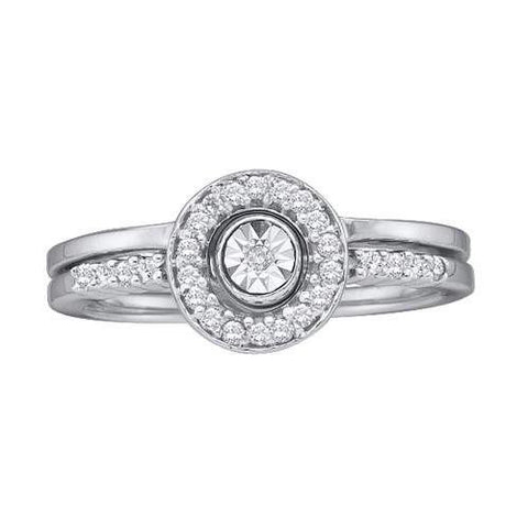 14KT White Gold 0.15CTW DIAMOND LADIES BRIDAL RING WITH 0.01CT CENTER ROUND