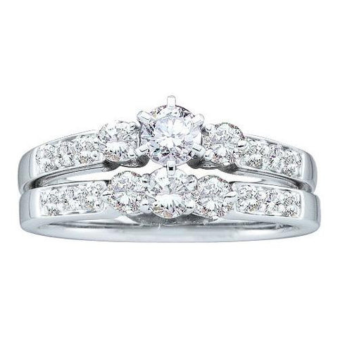 14K White-gold 0.94CT DIAMOND BRIDAL SET WITH 0.25CT ROUND CENTER