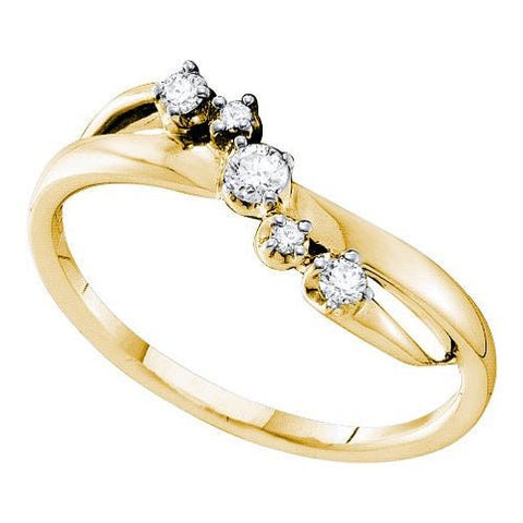 14KT Yellow Gold 0.17CTW  DIAMOND 5 STONE BAND