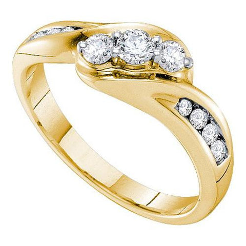 14K Yellow-Gold 0.50CTW DIAMOND 3 STONE BRIDAL RING