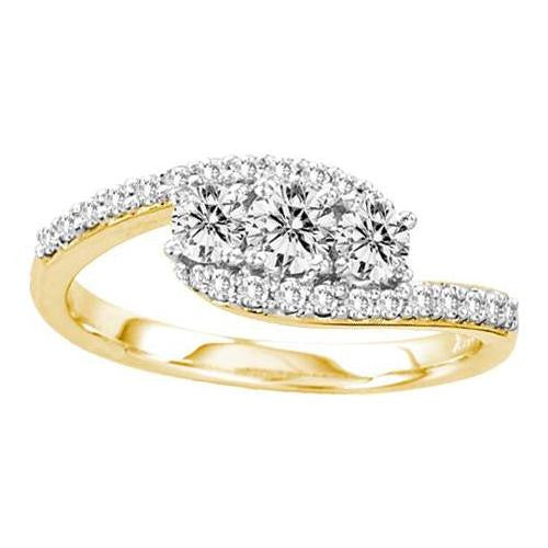 14KT Yellow Gold 0.73CTW DIAMOND 3 STONE LADIES BRIDAL SET