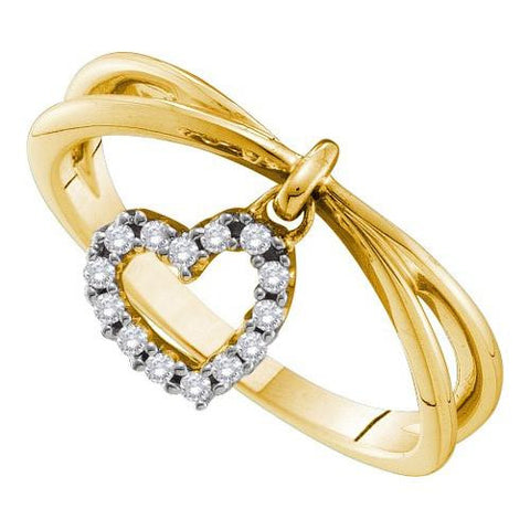 14KT Yellow Gold 0.10CTW DIAMOND HEART  RING