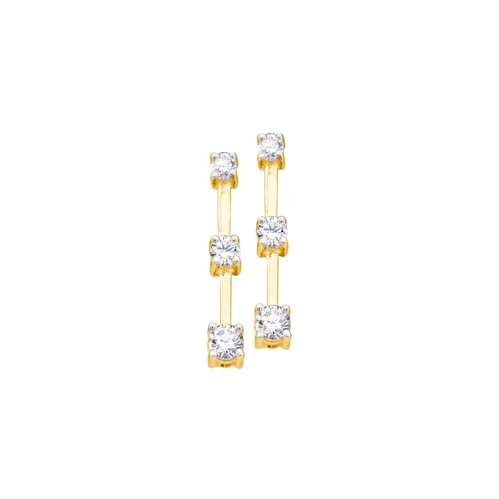 1-2CT-Diamond 3-STONE EARRING