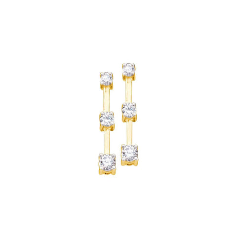 1-2CT-Diamond 3-STONE EARRING