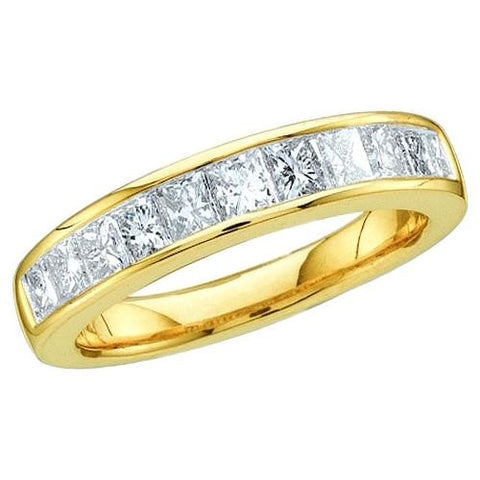 14KT Yellow Gold 0.25CTW PRINCESS DIAMOND LADIES INVISIBLE BAND