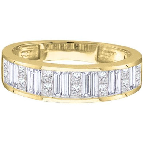 14KT Yellow Gold 0.25CTW PRINCESS BAGGUETTE DIAMOND LADIES INVISIBLE BAND