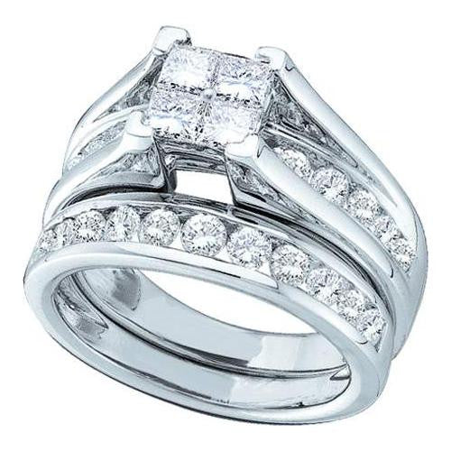 14KT White Gold 1.00CTW DIAMOND INVISIBLE BRIDAL SET SIZE 9