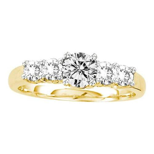 14K Yellow-gold 1.00CTW DIAMOND 5 STONE LADIES BRIDAL RING