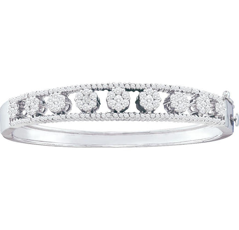 2  3-8CTW-Diamond FLOWER BANGLE