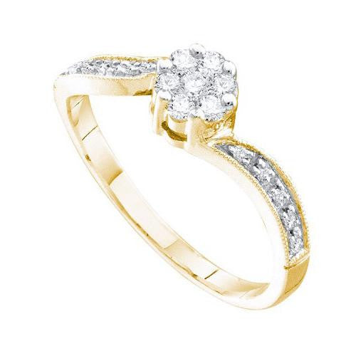 14KT Yellow Gold 0.25CTW DIAMOND FLOWER RING