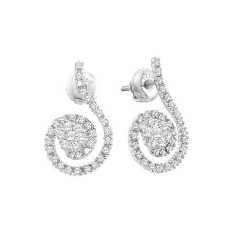 1-2CTW-Diamond FLOWER EARRINGS