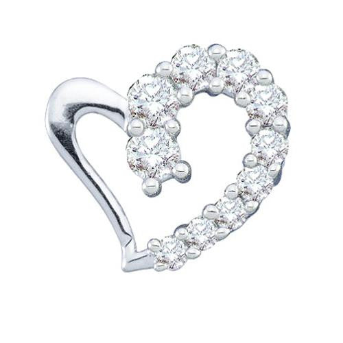 14KT White Gold 0.18CTW DIAMOND HEART PENDANT