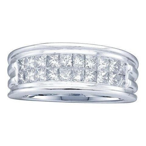 14KT White Gold 1.0CTW PRINCESS DIAMOND MENS INVISIBLE BAND