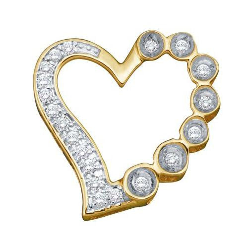 10KT Yellow Gold 0.15CTW ROUND DIAMOND HEART LADIES FASHION PENDANT