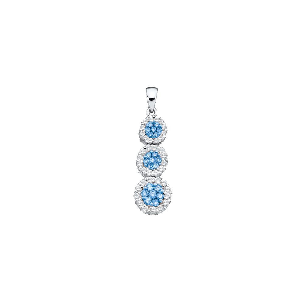 1 CT-Diamond BLUE FLOWER PENDANT