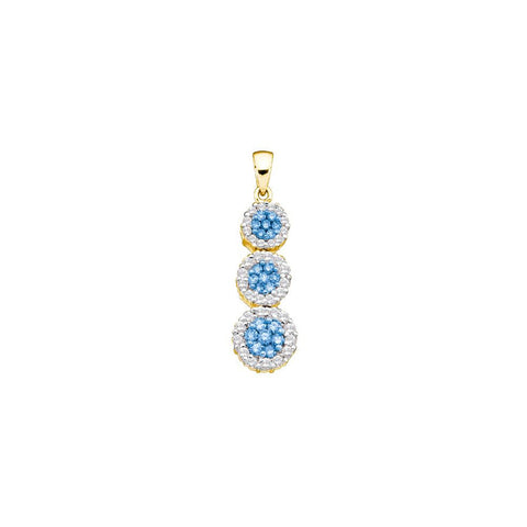 1 CTW-Diamond FLOWER BLUE PENDANT