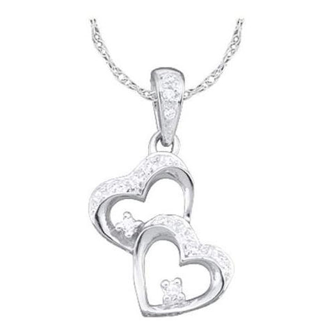 10KT White Gold 0.15CTW DIAMOND HEART PENDANT