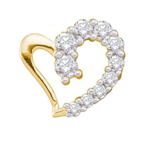 14KT Yellow Gold 0.18CTW DIAMOND HEART LADIES  PENDANT