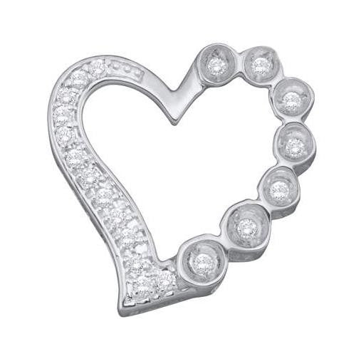 10KT White Gold 0.15CTW ROUND DIAMOND HEART LADIES FASHION PENDANT