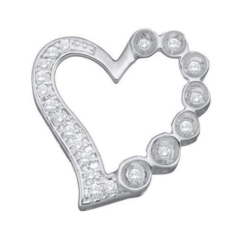 10KT White Gold 0.15CTW ROUND DIAMOND HEART LADIES FASHION PENDANT