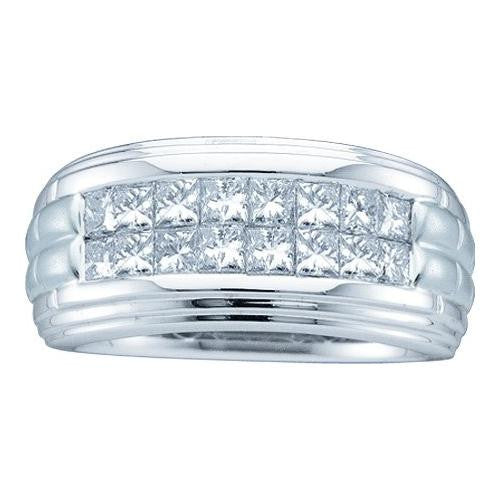 14KT White Gold 0.50CTW PRINCESS DIAMOND MEN'S INVISIBLE BAND