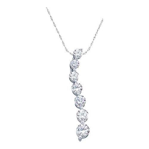 14KT White Gold 0.25CTW ROUND DIAMOND LADIES JOURNEY FASHION PENDANT