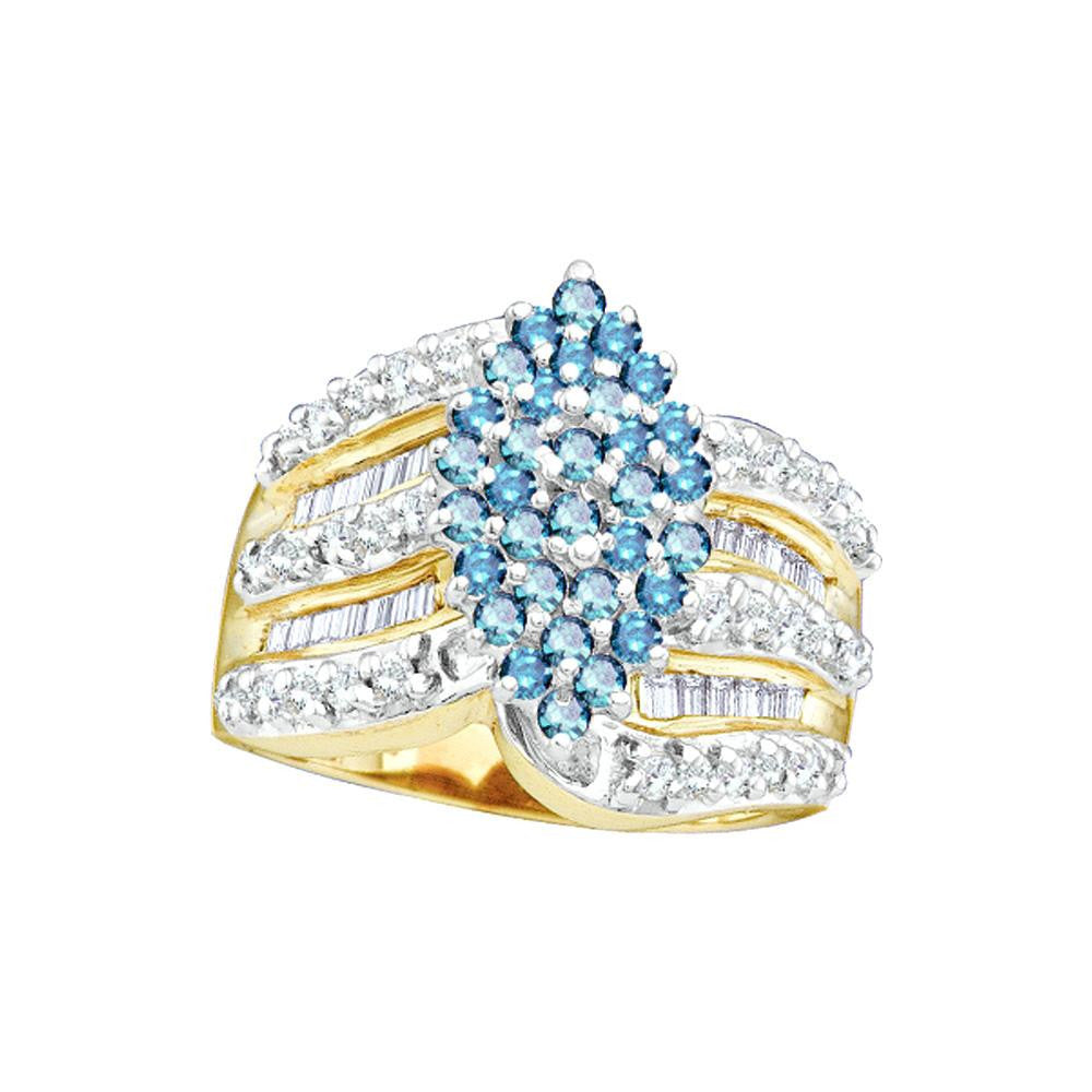 1 CT-Diamond BLUE CLUSTER RING