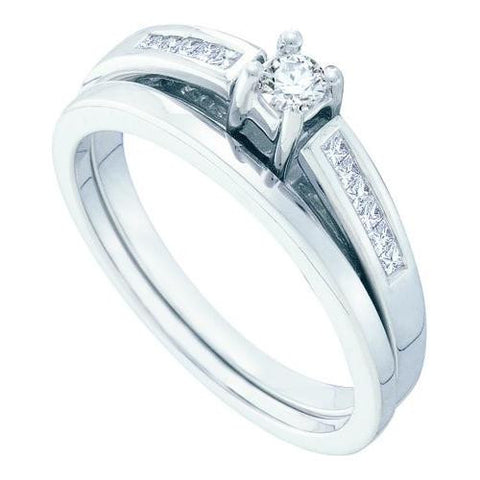 14KT White Gold 0.25CTW DIAMOND ROUND CENTER BRIDAL RING