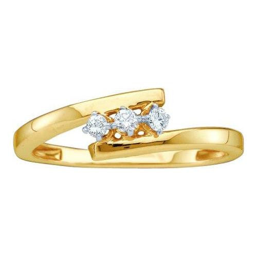 10KT Yellow Gold 0.09CTW DIAMOND LADIES 3 STONE  RING