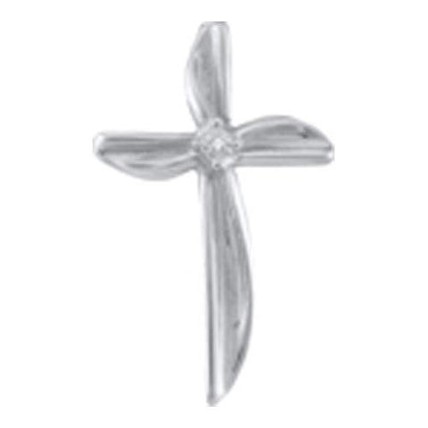 10KT White Gold 0.005CTW DIAMOND LADIES CROSS PENDANT