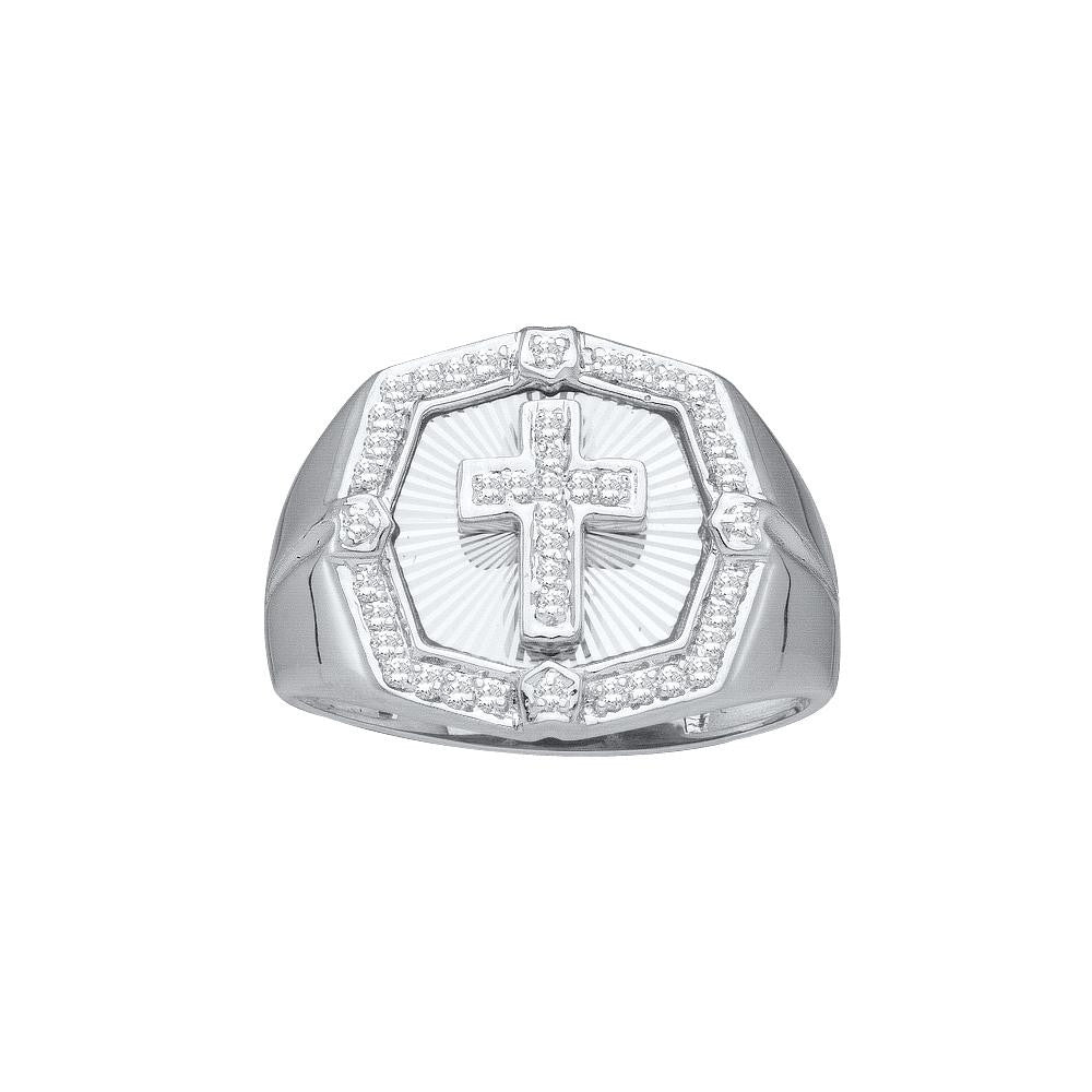 1-4CT-Diamond CROSS MENS RING