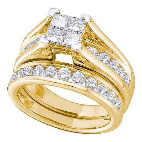 14KT Yellow Gold 2.00CTW DIAMOND  INVISIBLE BRIDAL SET