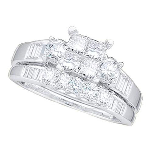 14KT White Gold 1.00CTW DIAMOND INVISIBLE BRIDAL SET