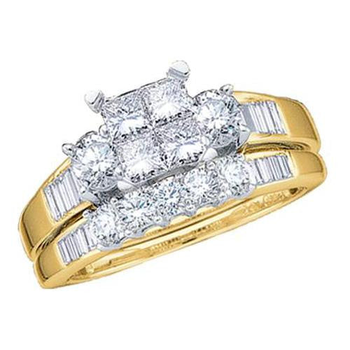 14KT Yellow Gold 1.00CTW DIAMOND INVISIBLE BRIDAL SET