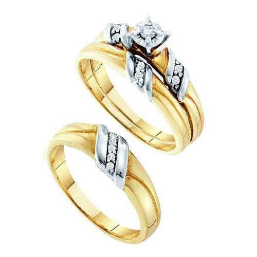 10K Yellow-gold 0.16CT  DIAMOND  LADIES TRIO SET