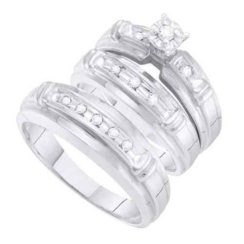 10KT White Gold 0.20CTW LADIES  DIAMOND TRIO SET