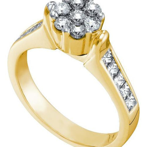 14KT Yellow Gold 0.78CTW DIAMOND FLOWER RING