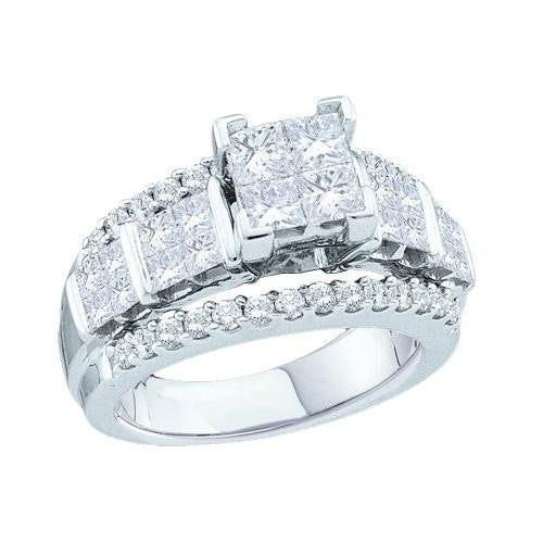 14KT White Gold 2.00CTW PRINCESS ROUND DIAMOND LADIES FASHION RING