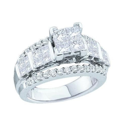 14KT White Gold 2.00CTW PRINCESS ROUND DIAMOND LADIES FASHION RING