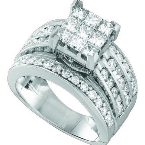 14KT White Gold 2.25CTW PRINCESS ROUND DIAMOND LADIES RING