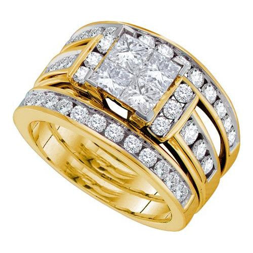 14KT Yellow Gold 2.00CTW DIAMOND INVISIBLE BRIDAL SET