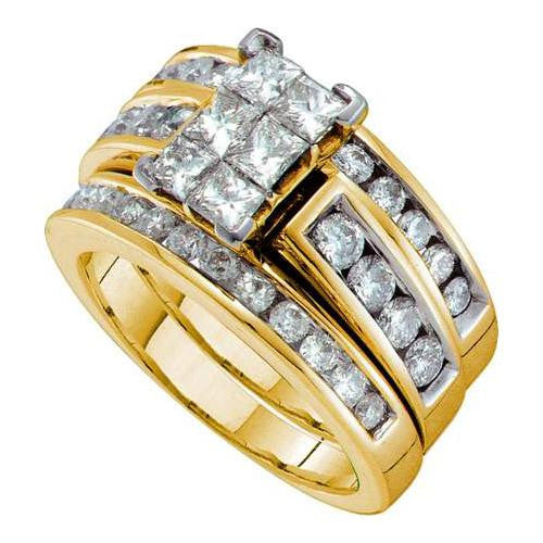 14KT Yellow Gold 2.00CTW DIAMOND INVISIBLE BRIDAL SET