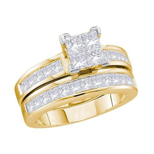 14KT Yellow Gold 2.00CTW PRINCESS DIAMOND LADIES BRIDAL SET