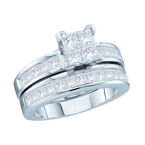 14KT White Gold 2.00CTW PRINCESS DIAMOND LADIES BRIDAL SET