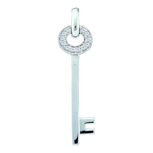 14KT White Gold 0.12CTW DIAMOND LADIES KEY PENDANT