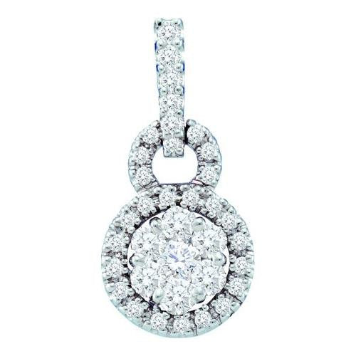 14KT White Gold 0.51CTW DIAMOND LADIES FLOWER PNDANT