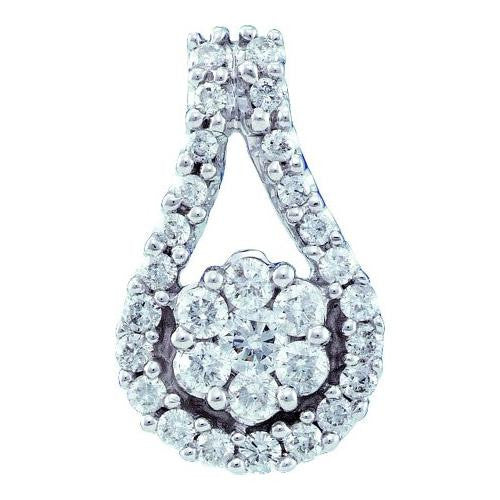 14KT White Gold 0.51CTW DIAMOND LADIES FLOWER  PENDANT